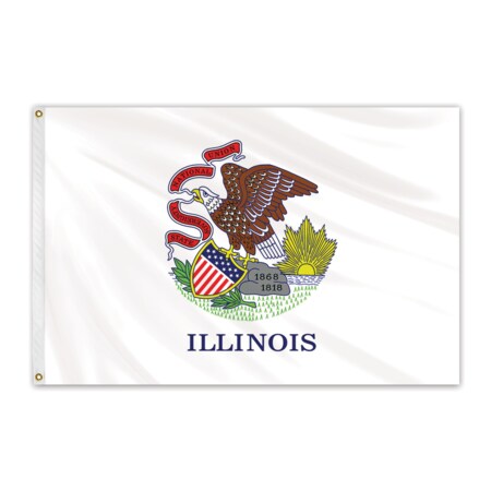 Global Flags Unlimited Illinois Outdoor Nylon Flag 12"x18" 200223